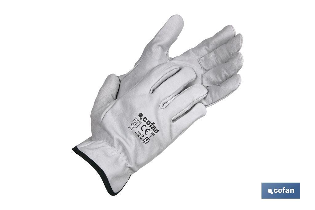 GUANTES PIEL VACUNO GRIS T-7