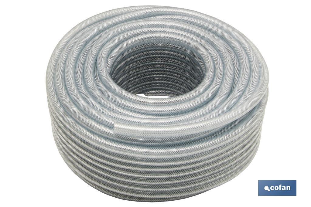 MANGUERA PVC CRISTAL C/REFUERZO 10x16mm/50m