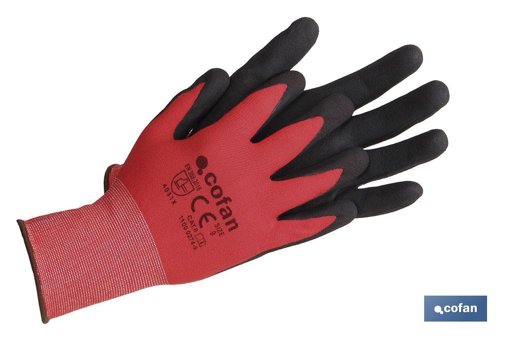 GUANTE IMPREGNADO SANDY COATED ROJO/NEGRO TALLA 10