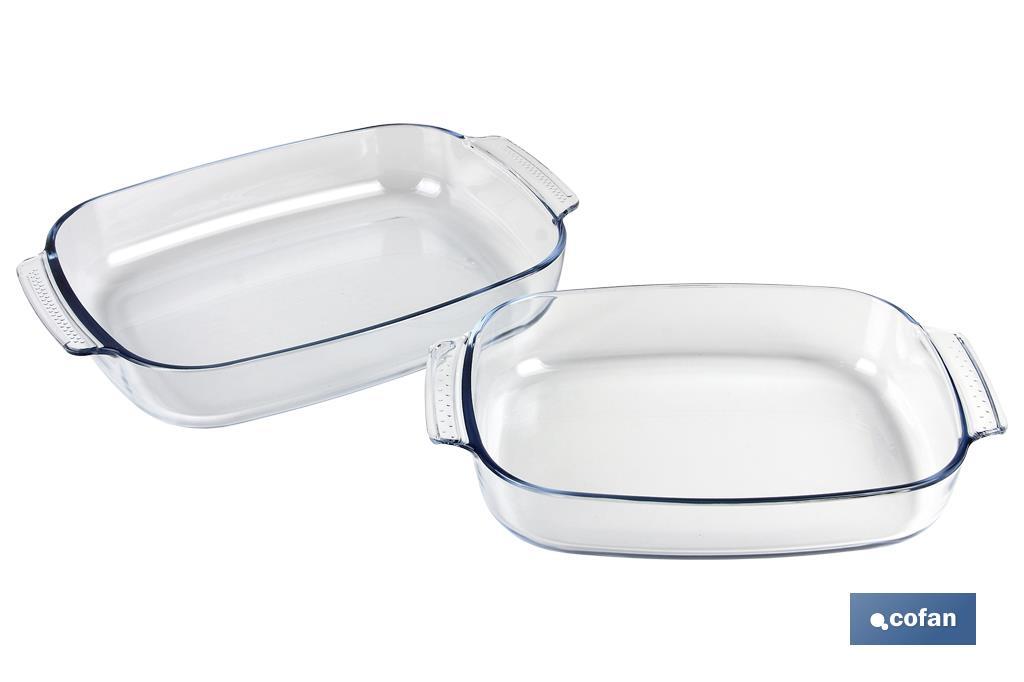 SET DE 2 FUENTES OVALADAS DE VIDRIO BOROSILICATO MODELO BARITINA 2700 ML - 3800 ML