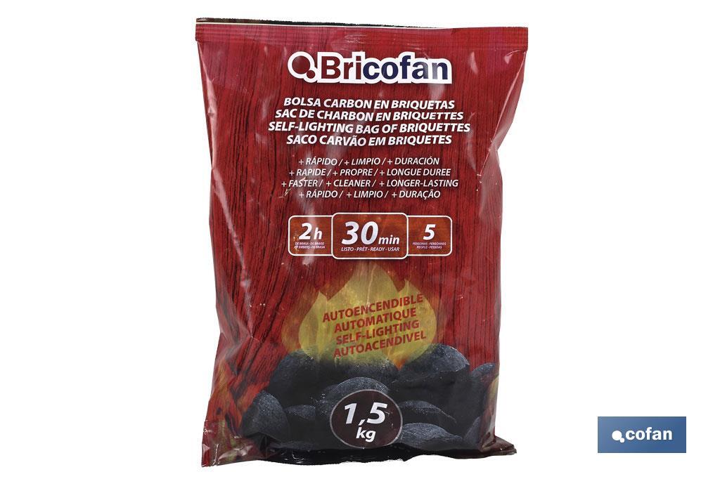 BOLSA CARBON EN BRIQUETAS AUTOENCENDIBLE 1,5 Kgs