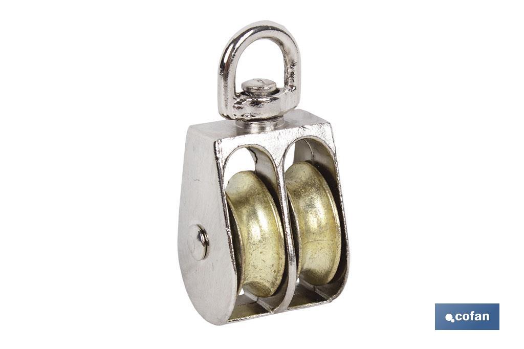 POLEA DOBLE GIRATORIA NIQUELADA (Ø40MM) venta unitaria POLEA DOBLE GIRATORIA NIQUELADA (Ø40MM) venta unitaria