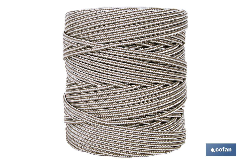 BOBINA CORDON TRENZADO POLI 5MM 200 M BCO/MARRON BOBINA CORDON TRENZADO POLI 5MM 200 M BCO/MARRON