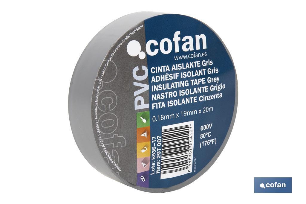 CINTA AISLANTE 180 Micras GRIS 19mmX20 Metros CINTA AISLANTE 180 Micras GRIS 19mmX20 Metros
