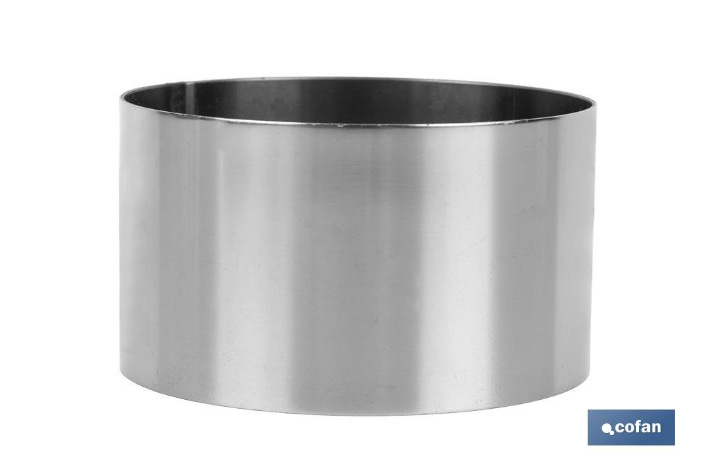 MOLDE REDONDO PARA EMPLATAR ACERO INOXIDABLE 8 X 4.5 CM MOLDE REDONDO PARA EMPLATAR ACERO INOXIDABLE 8 X 4.5 CM
