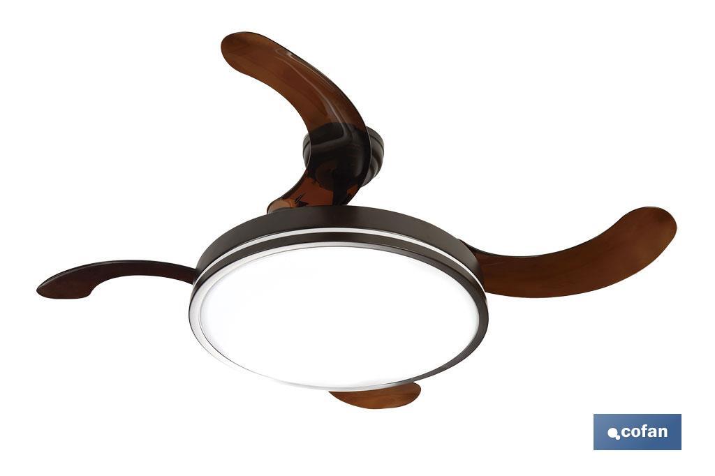 VENTILADOR DE TECHO CON ASPAS DESPLEGABLES Y LUZ LED 106CM 65 W VENTILADOR DE TECHO CON ASPAS DESPLEGABLES Y LUZ LED 106CM 65 W