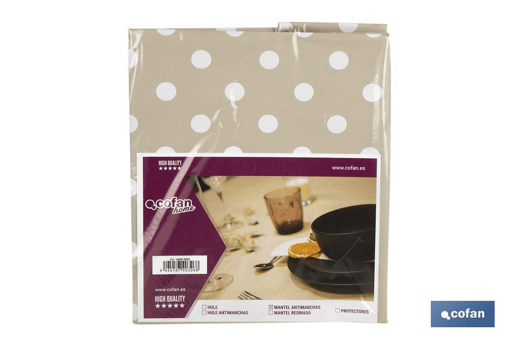 MANTEL ANTIMANCHA LUNARES BEIGE 1,40 X 2,00