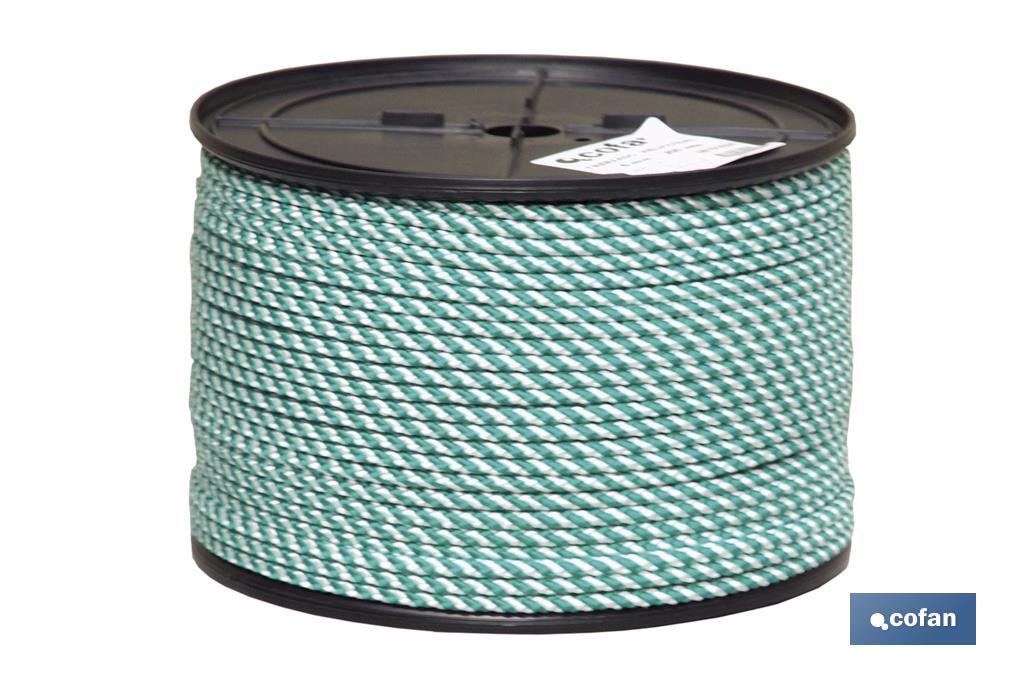CUERDA HELICOIDAL 16MM 25 M. BCO/VERDE