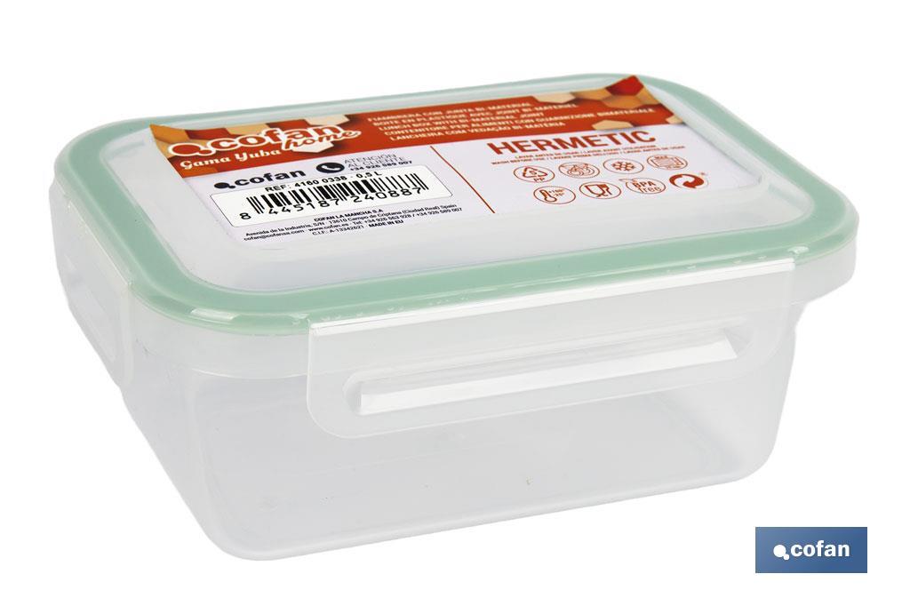 FIAMBRERA VERDE RECTANGULAR CON JUNTA BI-MATERIA MODELO YUBA 1,4 L