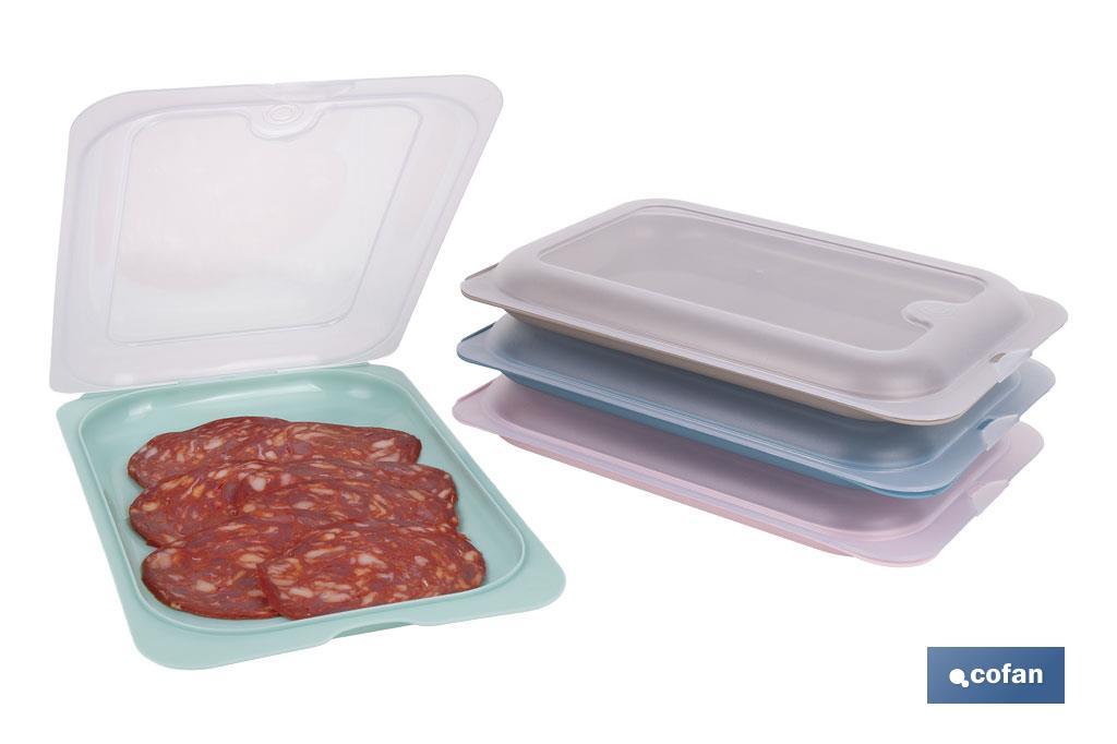 PACK DE 4  PORTAEMBUTIDOS APILABLE CREMA, AZUL, VERDE, NUDE 25 X 17 X 3 CM