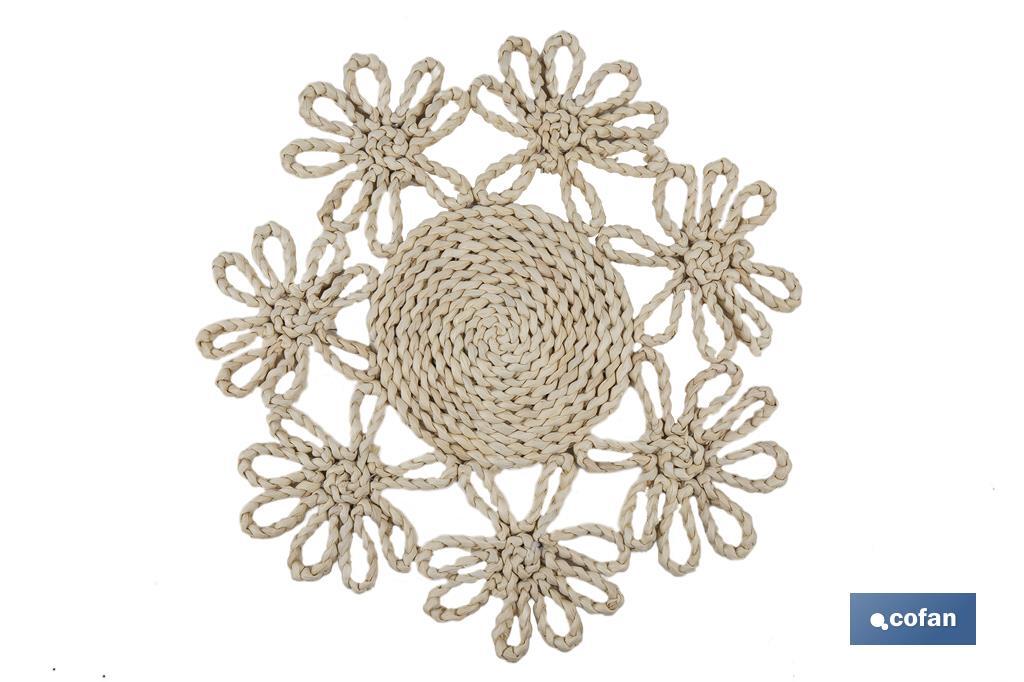BAJOPLATO FORMA FLOR  FIBRA NATURAL MEDIDA 35 CM