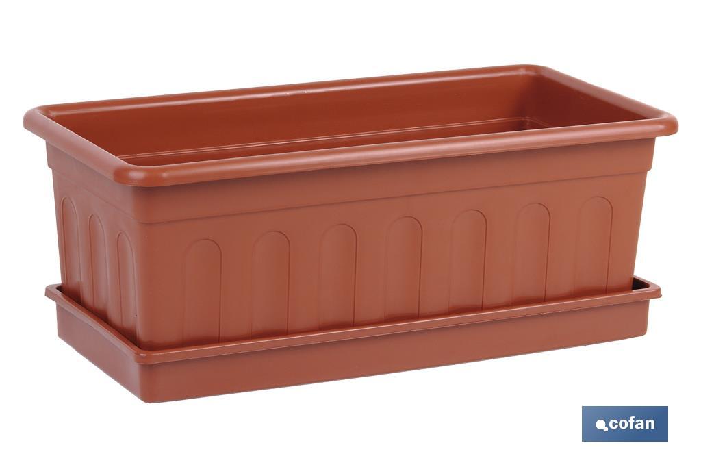 JARDINERA MARRON MODELO AZAHAR 60 X 22 X 15 + PLATO 60 X 22 CM