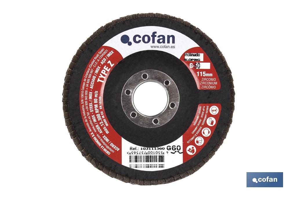 DISCO LAMINADO ESTANDAR INCLINADO 115 MM. G-80 ZIRCONIO venta unitaria