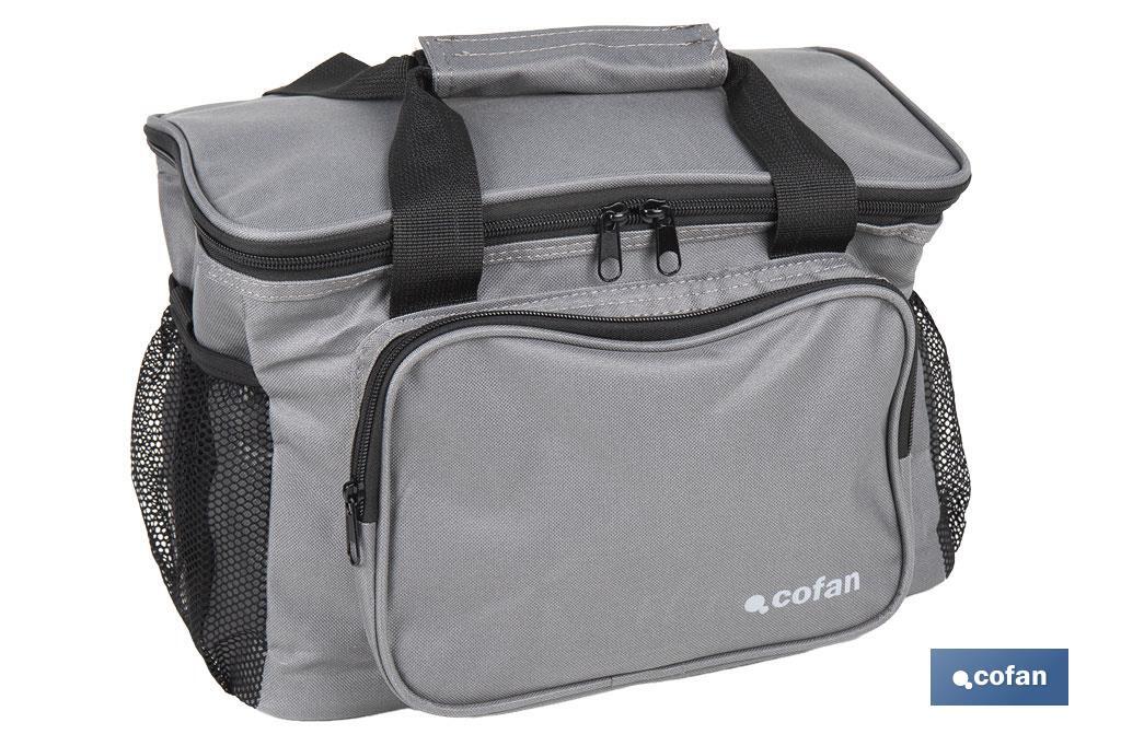NEVERA TEXTIL PORTÁTIL MULTIBOLSILLOS COLOR GRIS OSCURO 15 L
