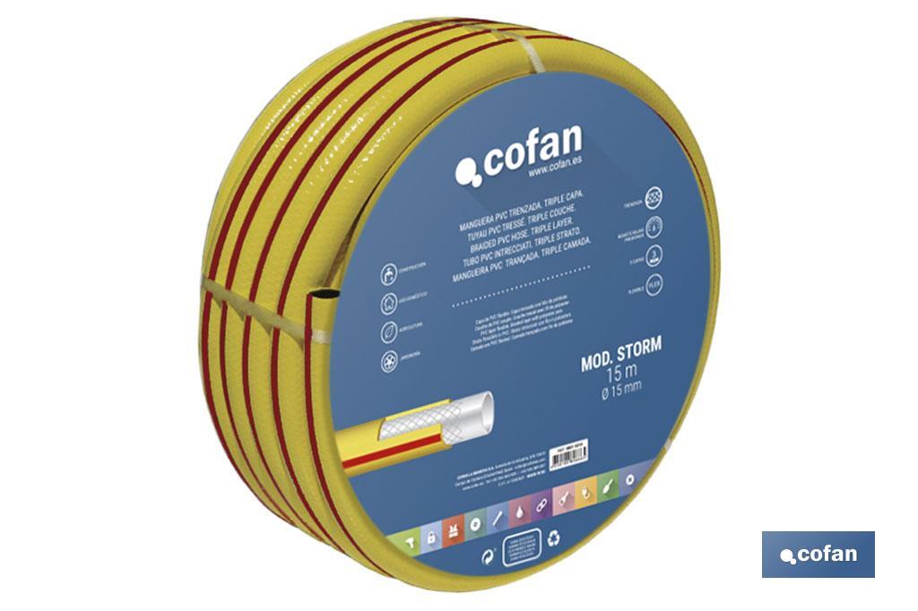 MANGUERA PVC MODELO STORM 3C TRENZADA Ø15X15 M MANGUERA PVC MODELO STORM 3C TRENZADA Ø15X15 M