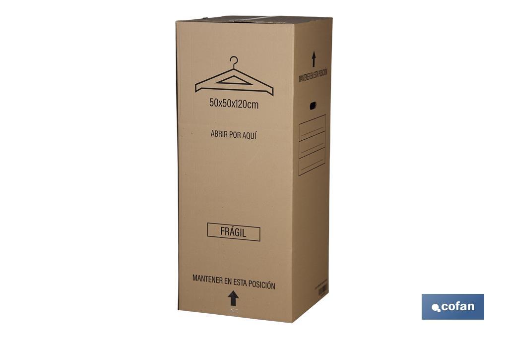 Caja armario para mudanzas | Medidas 50 x 50 x 120 cm | Material de cartón ondulado