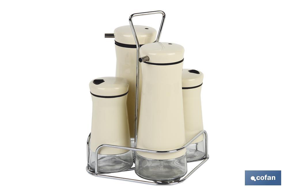 Set de aceiteras de 4 piezas | Capacidad: 2 piezas de 230 ml y 2 piezas 120 ml | Color beige